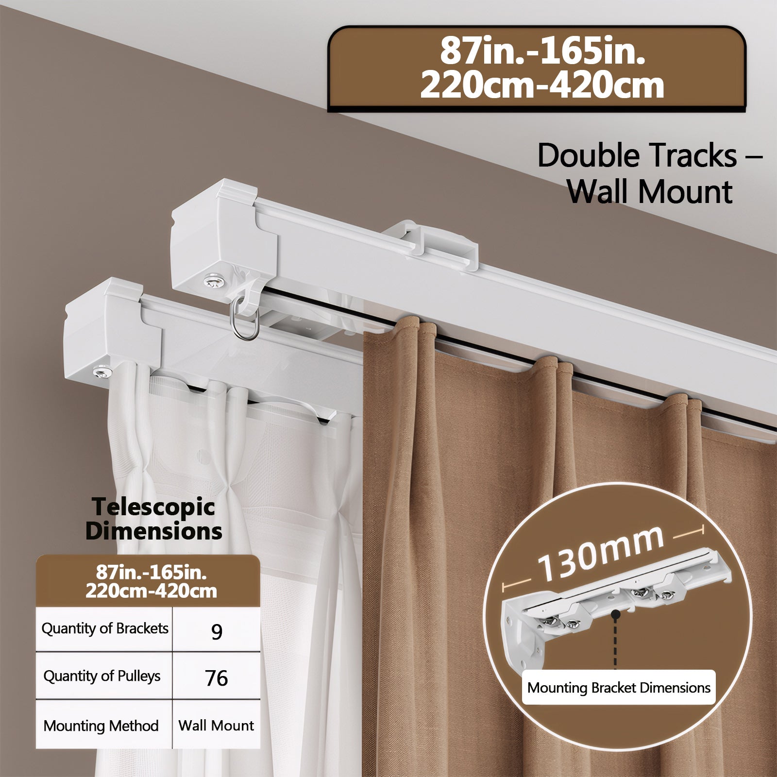 Double Tracks Wall Mount 87-165in./220-420cm
