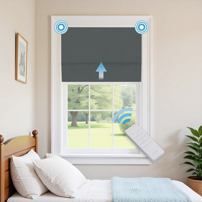 RS24 Motorized Chenille Blackout Roman Shades