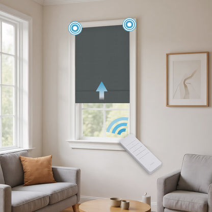 RS24 Motorized Chenille Blackout Roman Shades
