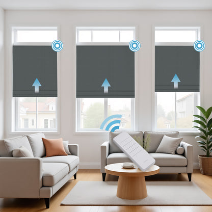 RS24 Motorized Chenille Blackout Roman Shades