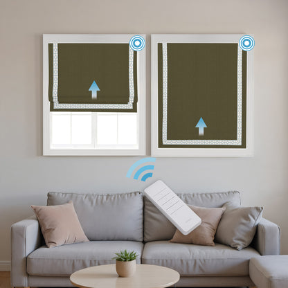 RS24 Motorized Chenille Blackout Roman Shades