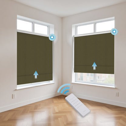 RS24 Motorized Chenille Blackout Roman Shades