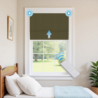RS24 Motorized Chenille Blackout Roman Shades