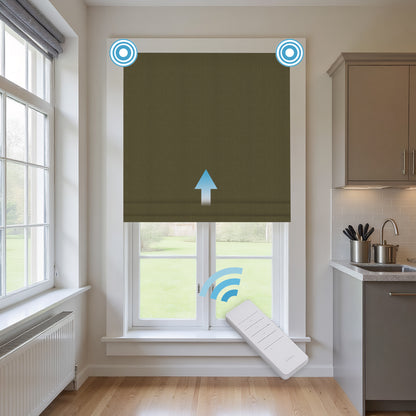 RS24 Motorized Chenille Blackout Roman Shades