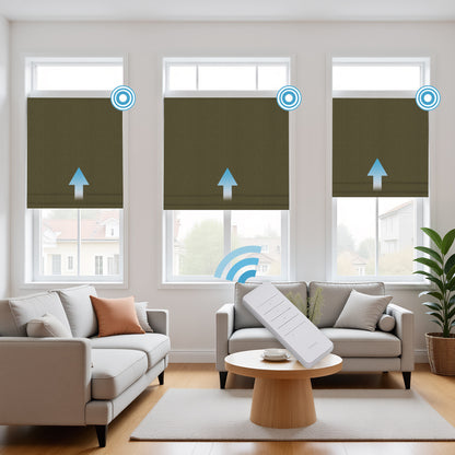 RS24 Motorized Chenille Blackout Roman Shades