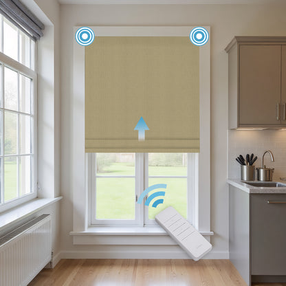 RS24 Motorized Chenille Blackout Roman Shades