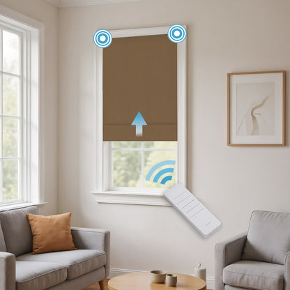 RS24 Motorized Chenille Blackout Roman Shades