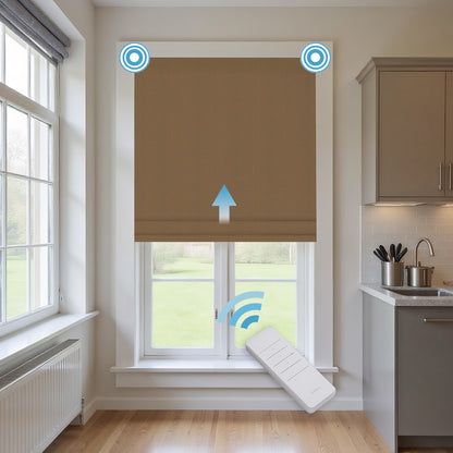 RS24 Motorized Chenille Blackout Roman Shades