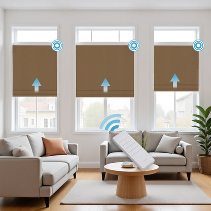 RS24 Motorized Chenille Blackout Roman Shades