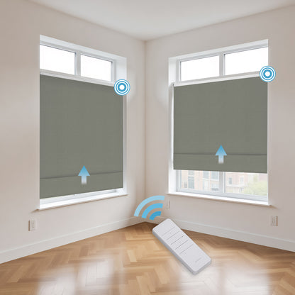 RS24 Motorized Chenille Blackout Roman Shades