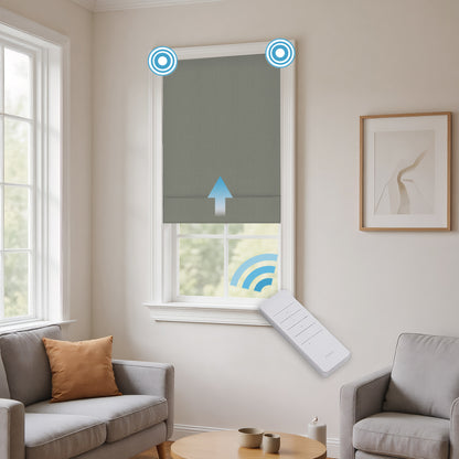 RS24 Motorized Chenille Blackout Roman Shades