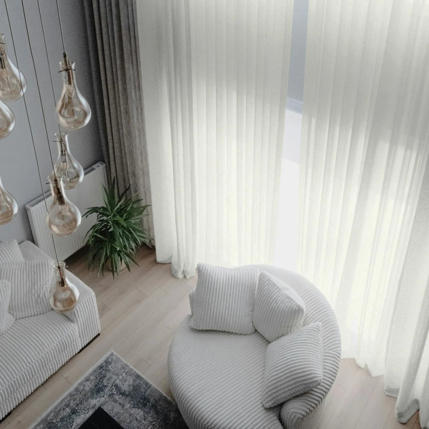 White Twill Striped