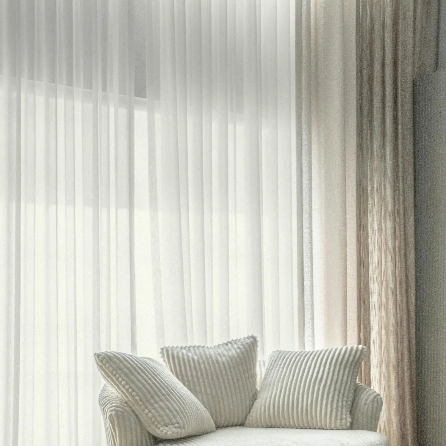 White Twill Striped