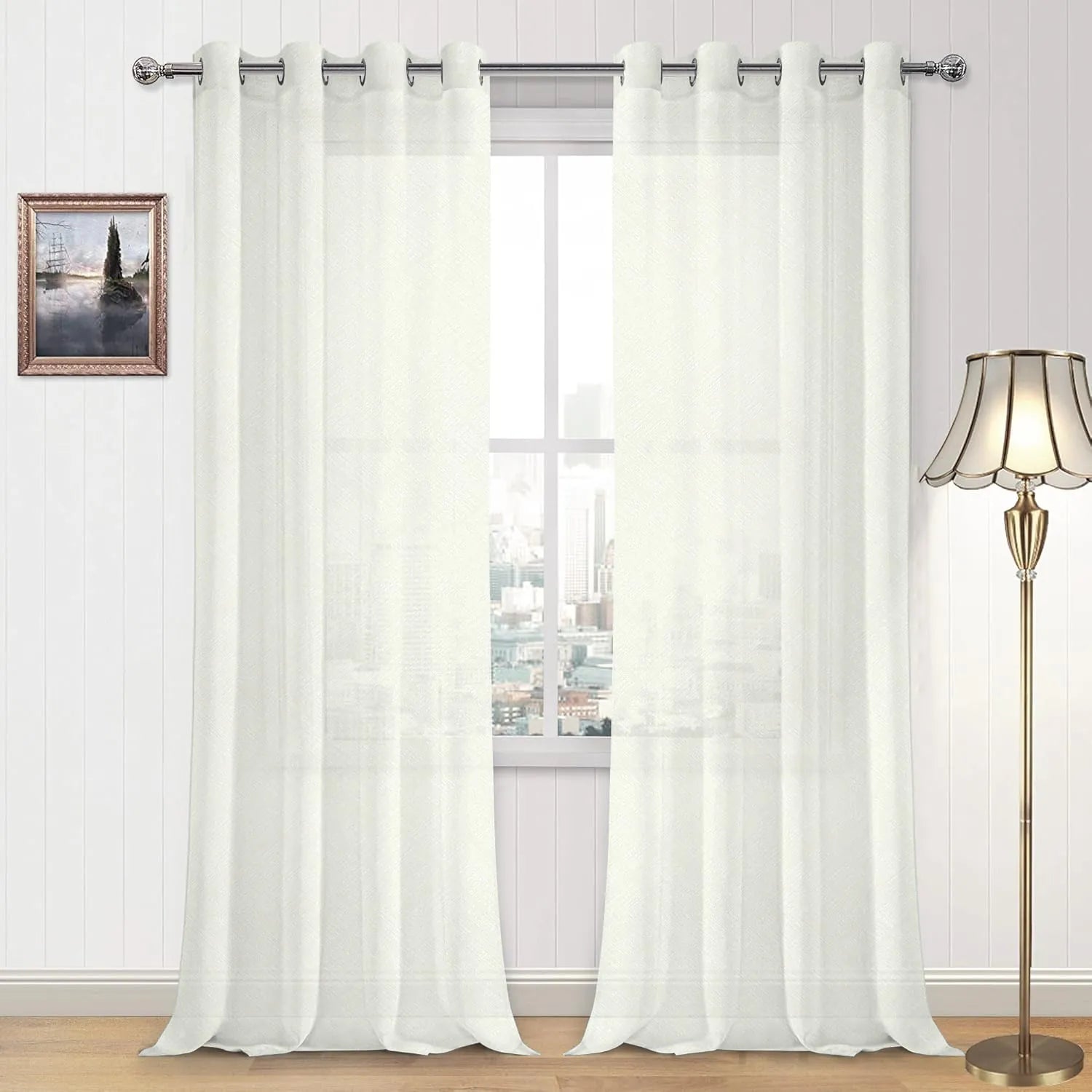 White Twill Striped