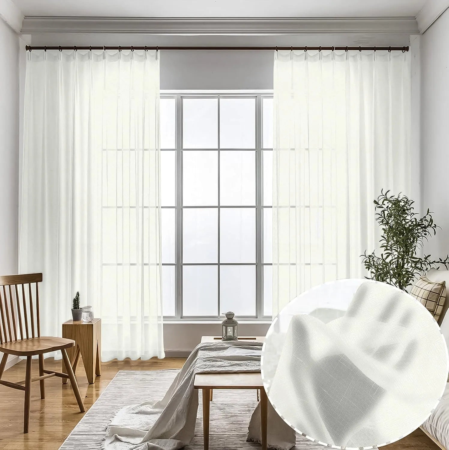 White Twill Striped