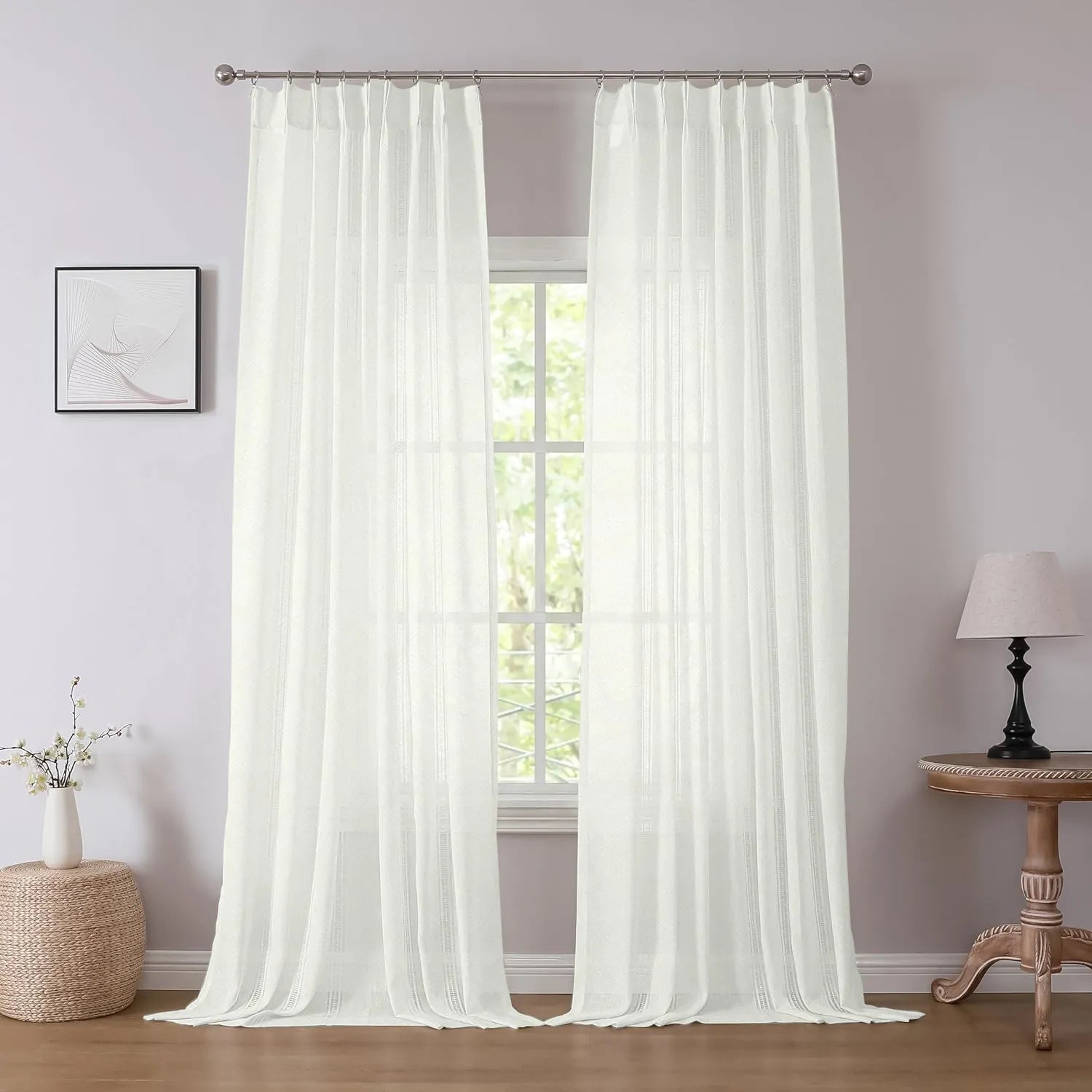 White Twill Striped