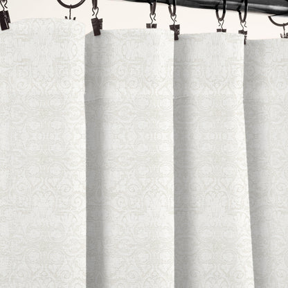 Y607 Linen-Textured Classic Baroque Jacquard Blackout Flat Panel Curtains