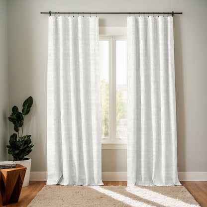 Y607 Linen-Textured Classic Baroque Jacquard Blackout Flat Panel Curtains