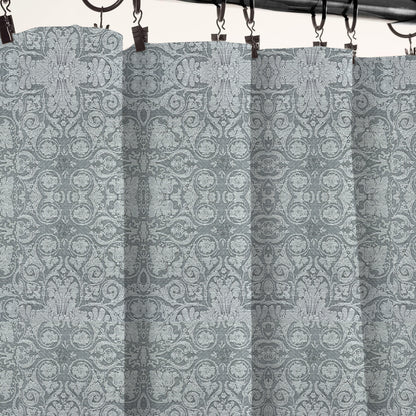 Y607 Linen-Textured Classic Baroque Jacquard Blackout Flat Panel Curtains