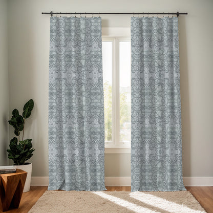 Y607 Linen-Textured Classic Baroque Jacquard Blackout Flat Panel Curtains