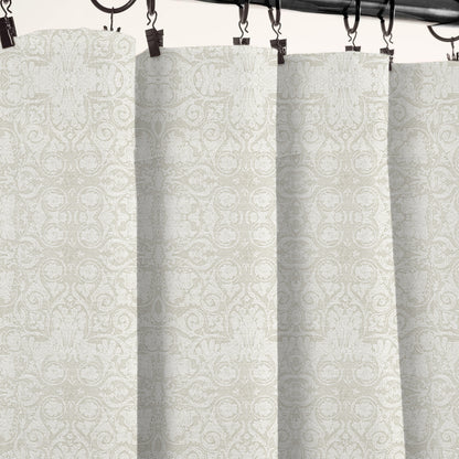 Y607 Linen-Textured Classic Baroque Jacquard Blackout Flat Panel Curtains